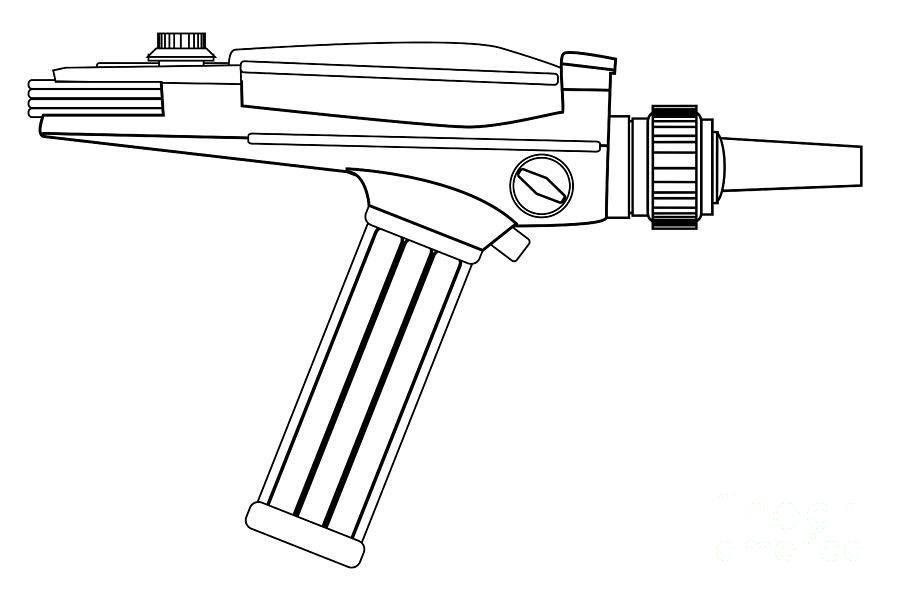Star Trek Digital Art - Ray Gun Line Drawing by Bigalbaloo Stock