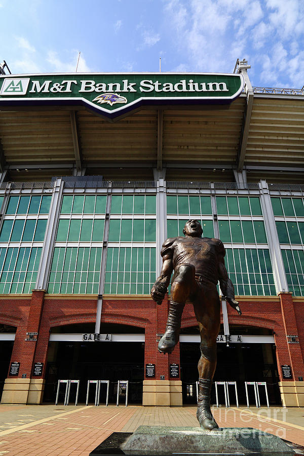 Ray Lewis Photograph - Ray Lewis Statue and MT Bank Stadium Baltimore by James Brunker