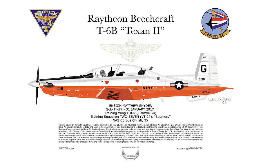 Raytheon Beechcraft T-6B Ensign Synder Digital Art by Arthur Eggers