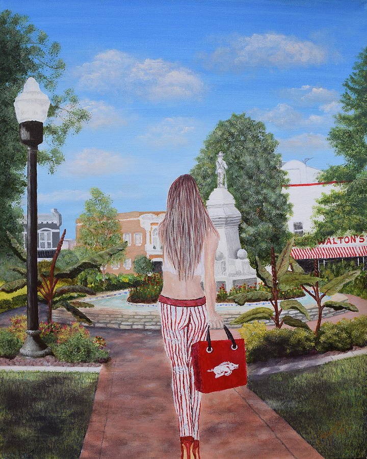 University Of Arkansas Painting - Razorback Swagger at Bentonville Square by Belinda Nagy