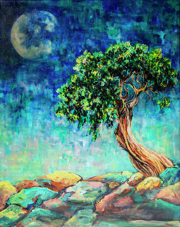 Reaching for the Moon #1 Painting by Sally Quillin