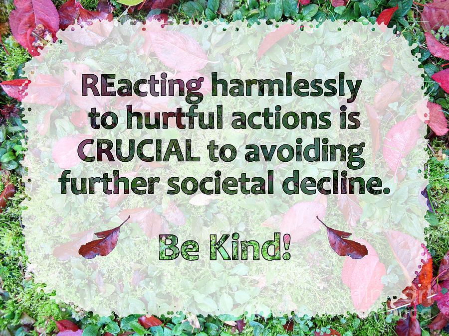 Be Kind Digital Art - React Harmlessly by Wendy Rickwalt