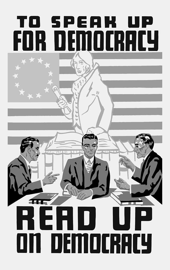 Read Up On Democracy - Vintage WPA Painting by War Is Hell Store