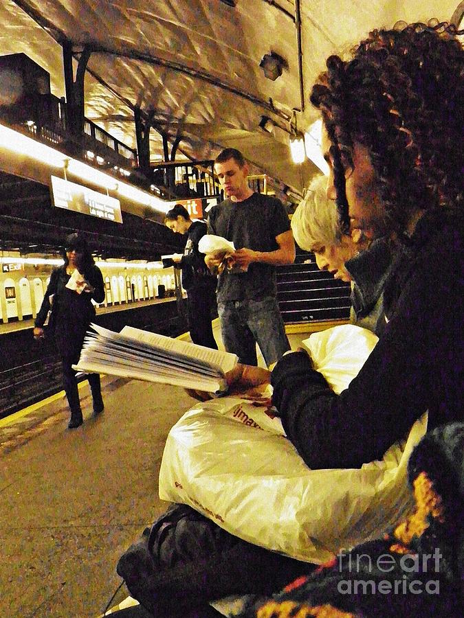 City Photograph - Readers on the A Train Platform by Sarah Loft