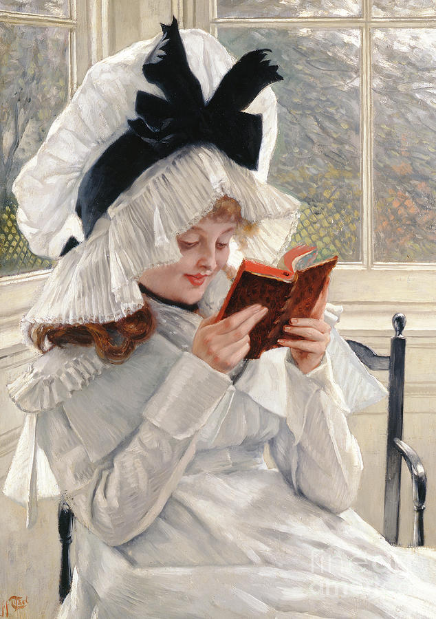 Reading a Book Painting by James Jacques Joseph Tissot