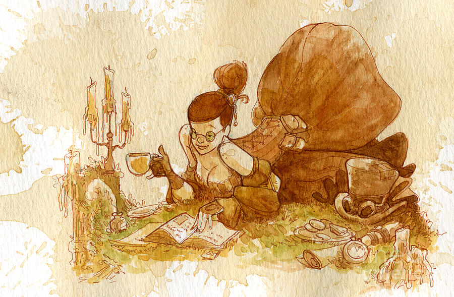 Steampunk Painting - Reading by Brian Kesinger