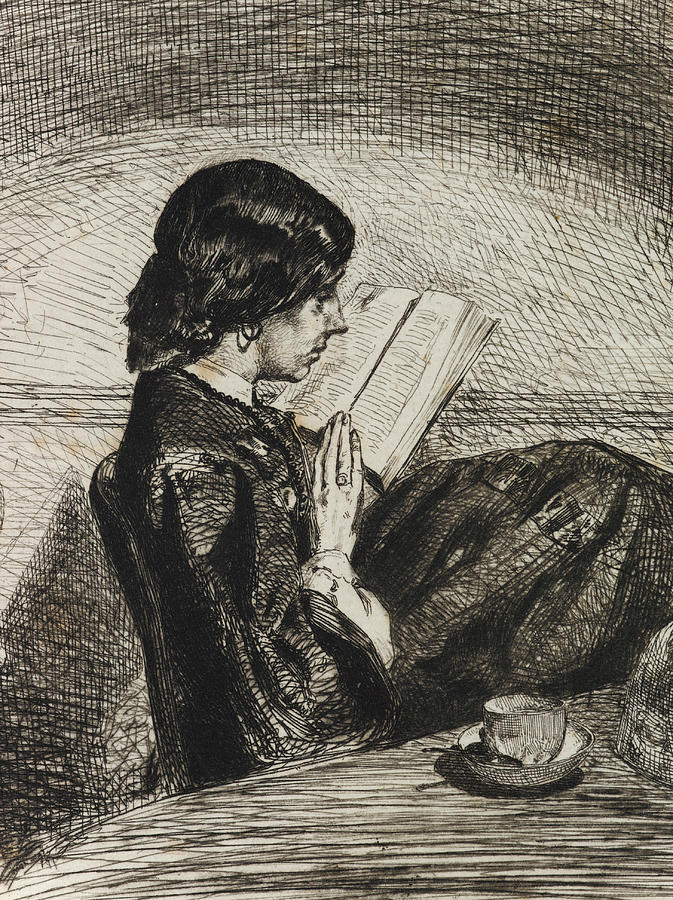 Book Relief - Reading by Lamplight by James Abbott McNeill Whistler