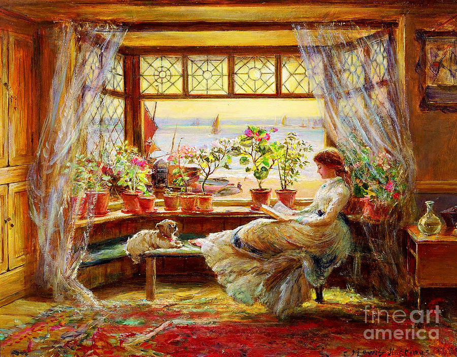 Reading by the Window #1 Painting by Celestial Images