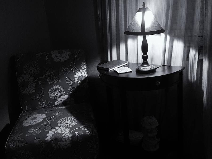 Black And White Photograph - Reading Corner by Bonnie Bruno