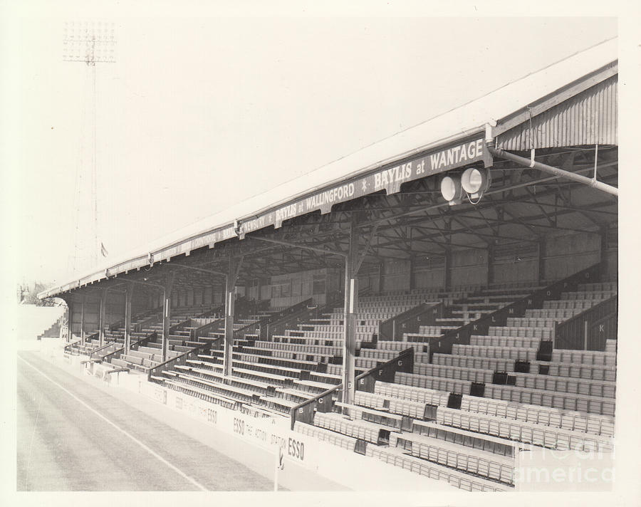 Reading - Elm Park - Norfolk Road Stand 2 - BW - 1970 Photograph by Legendary Football Grounds