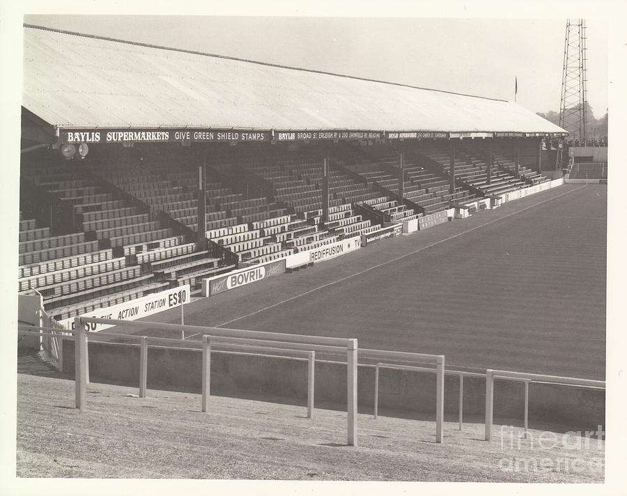 Reading - Elm Park - Norfolk Road Stand 3 - BW - 1970 Photograph by Legendary Football Grounds