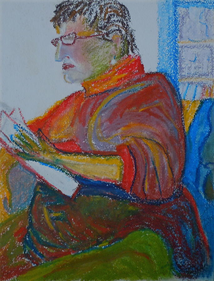 Reading in Paris Pastel by Francine Frank
