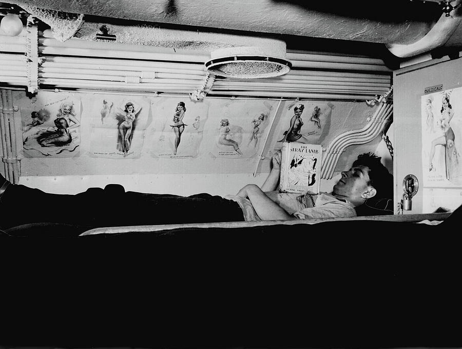 Reading In Submarine Bunk 1943  Photograph by Mountain Dreams
