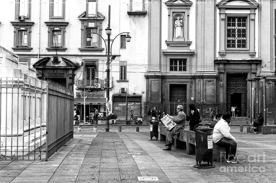 Reading the Paper in Piazza Dante Naples Photograph by John Rizzuto