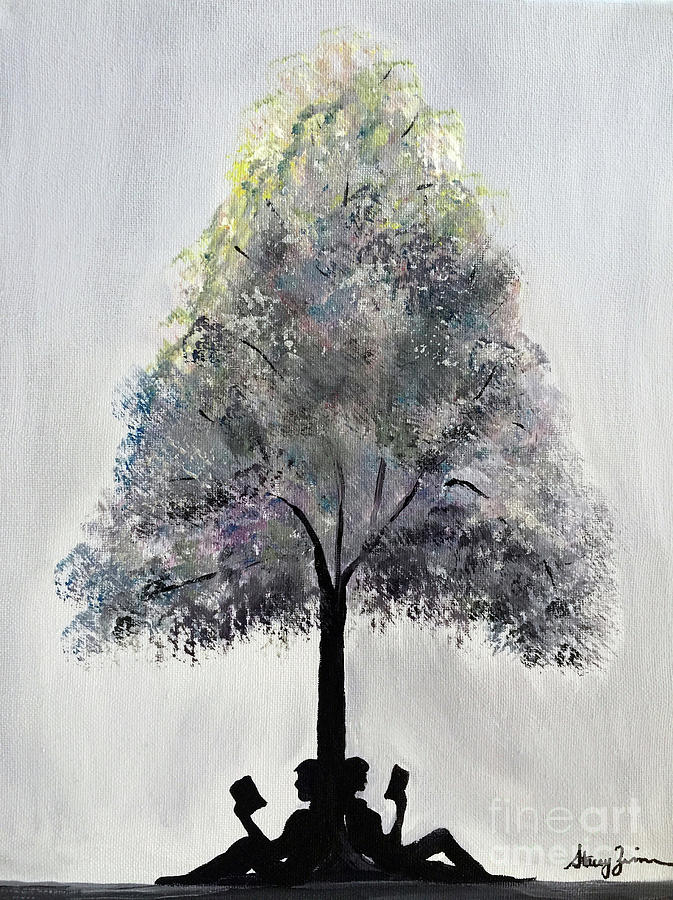 Reading Tree Painting by Stacey Zimmerman
