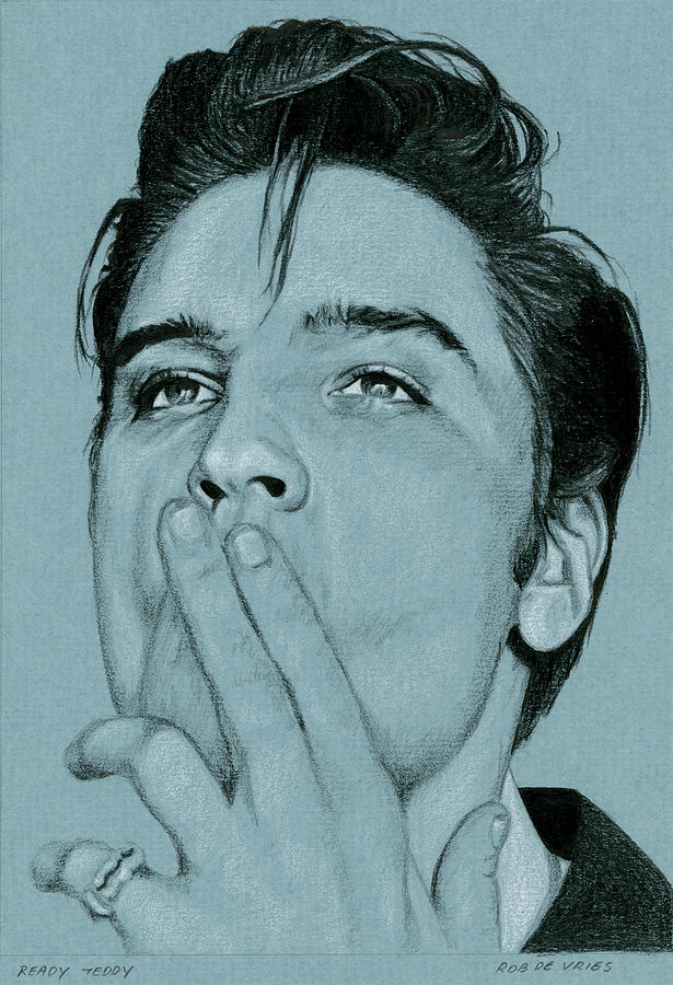 Elvis Drawing - Ready Teddy by Rob De Vries Elvis Drawing - Ready Teddy by Rob De Vries