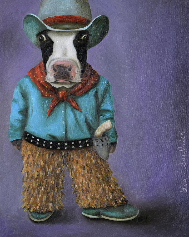 Cow Painting - Real Cowboy by Leah Saulnier The Painting Maniac