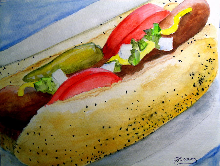 Real Deal Chicago Dog Painting by Carol Grimes