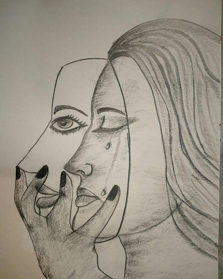 face behind a mask Drawing by Sonia Dutta - Fine Art America