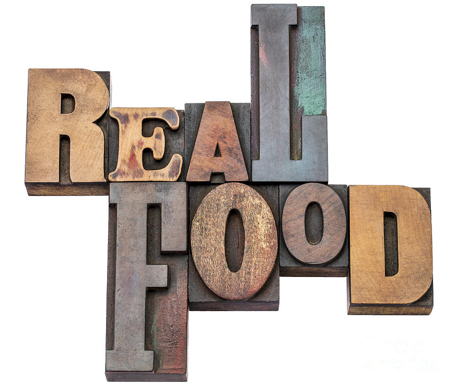 Real Food Word Abstract In Wood Type Photograph by Marek Uliasz
