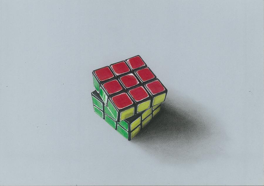 Realistic Drawing Of 3x3 Rubik S Cube Painting By Sushant S Rane
