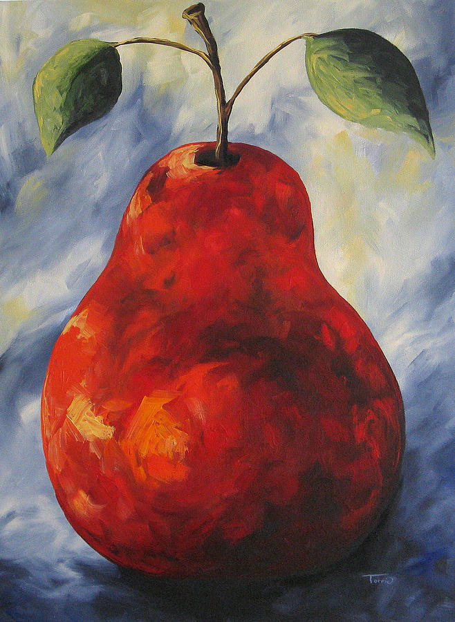 Really Big Red Pear Painting by Torrie Smiley