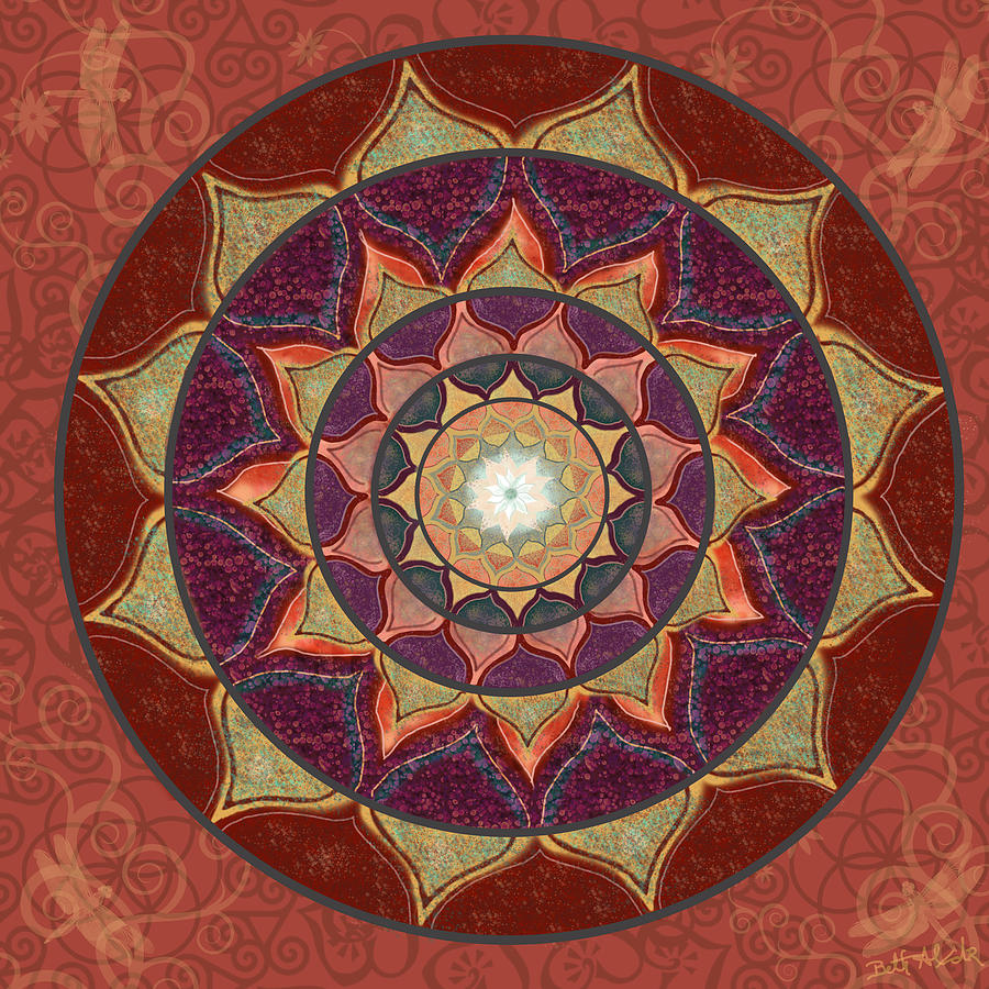 Realm of the Desert Lotus Mandala Digital Art by Elizabeth Alexander