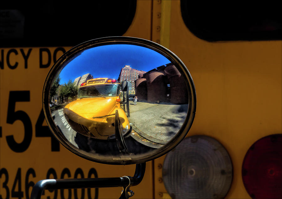 Rear View Mirror on School Bus Photograph by Robert Ullmann