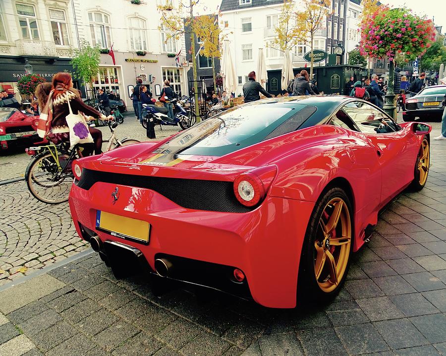 Rear View of a Red Ferrari Photograph by Chuck Stewart - Fine Art America