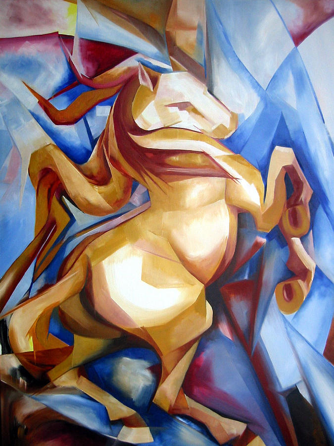 Horse Painting - Rearing horse by Leyla Munteanu