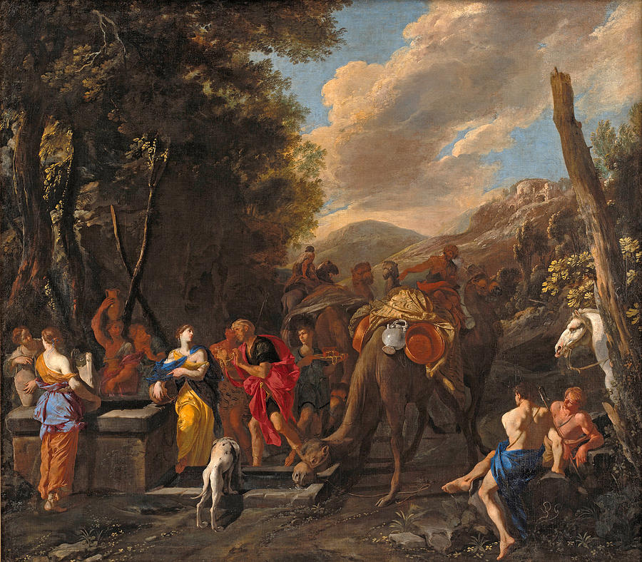 Rebecca and Eliezer at the Well Painting by Domenico Gargiulo