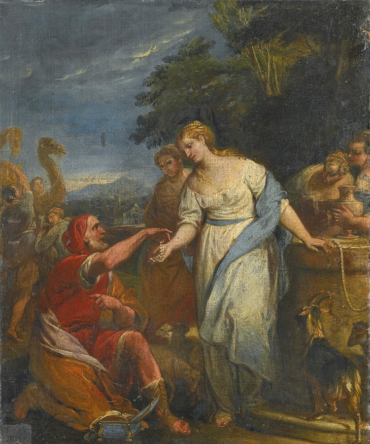 Rebecca and Eliezer at the Well Painting by Gregorio Lazzarini