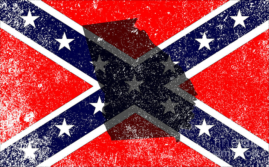 Rebel Civil War Flag With Georgia Map Digital Art by Bigalbaloo Stock