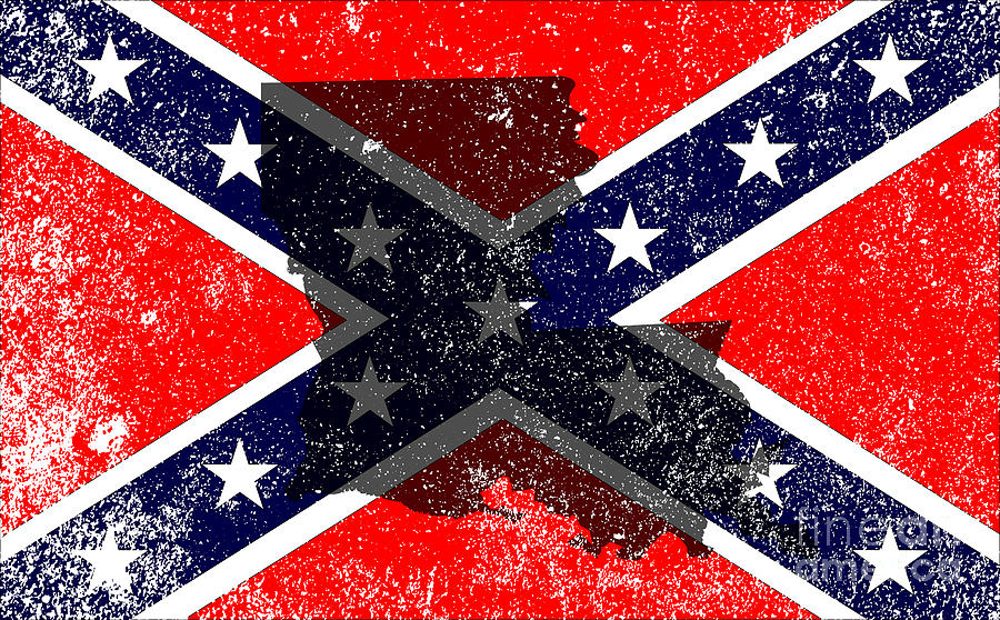 Rebel Civil War Flag With Louisiana Map Digital Art by Bigalbaloo Stock ...