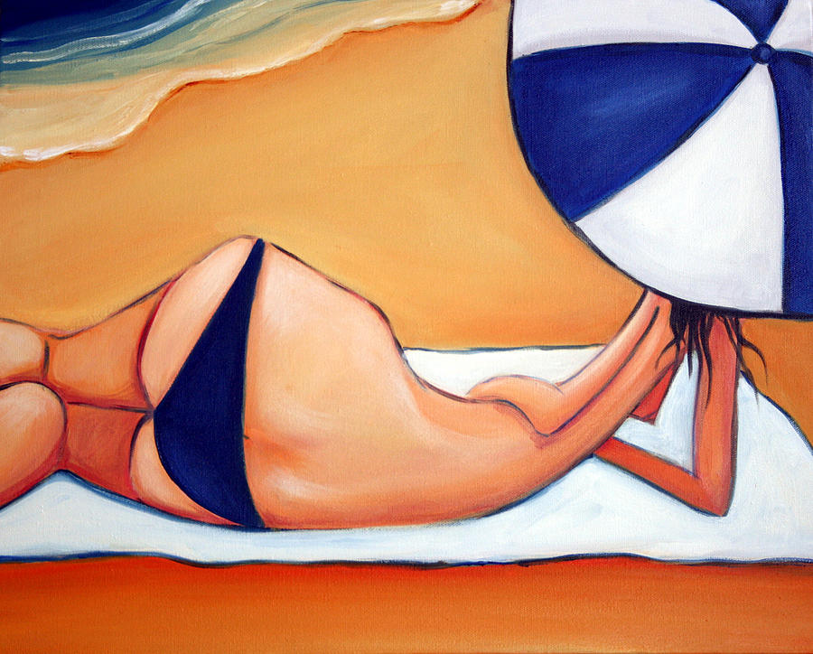 Beach Painting - Reclining at Manly by Leanne Wilkes