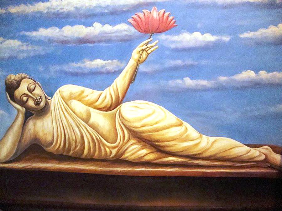 The resting Buddha Drawing by Pushpita Sengupta | Saatchi Art