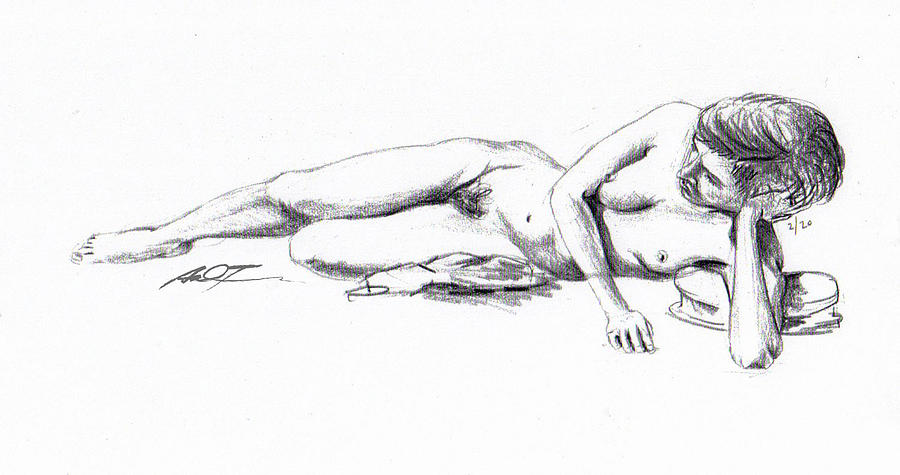 Reclining Drawing Model Drawing by Dale Turner