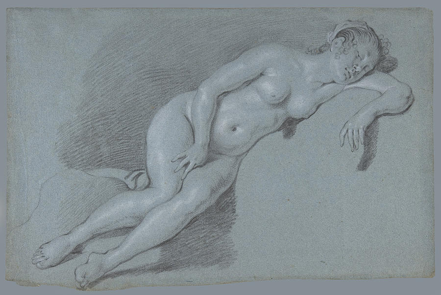 Govert Flinck Drawing - Reclining Female Nude by Govert Flinck