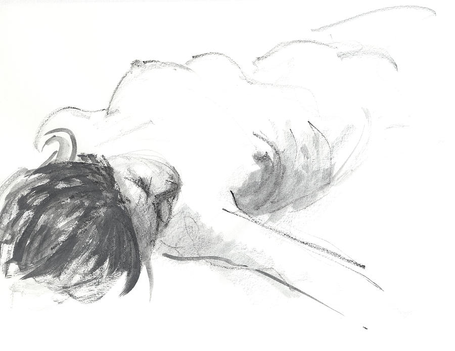 Black And White Drawing - Reclining Figure by Chris N Rohrbach