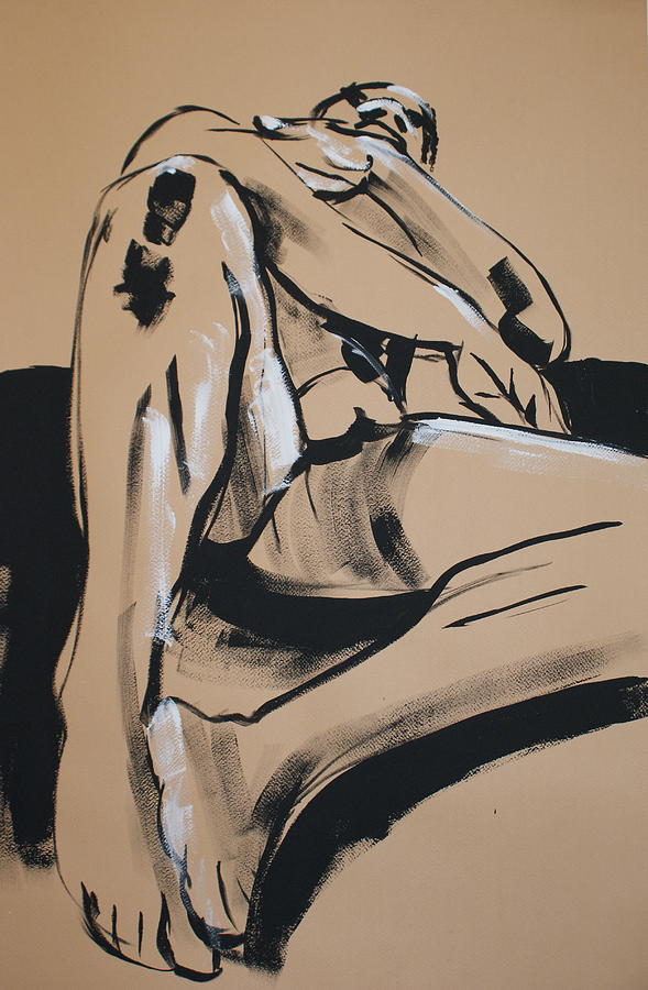 Reclining male nude Painting by Joanne Claxton