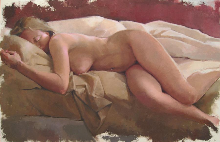 Nude Painting - Reclining by Meghan Cox