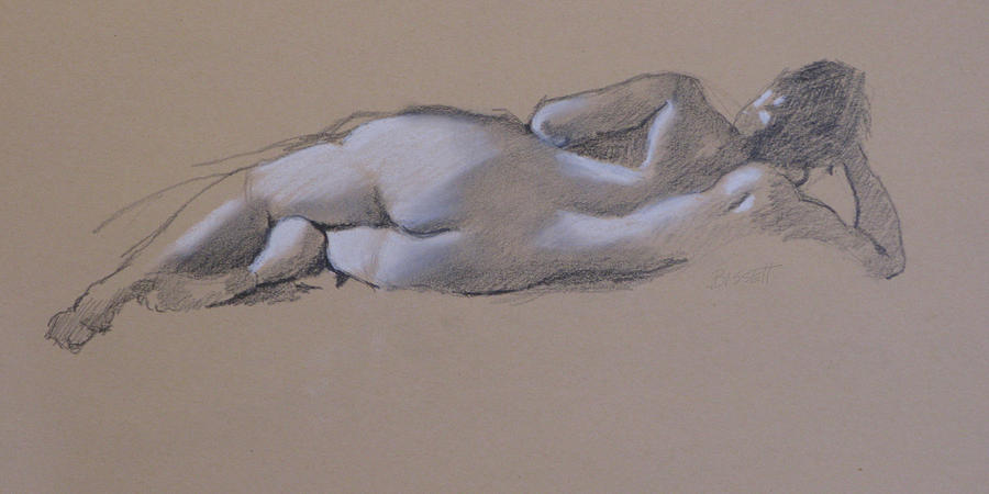 Reclining Nude 1 Drawing by Robert Bissett