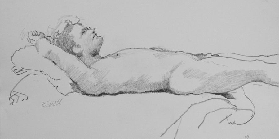Reclining Nude 3 Drawing by Robert Bissett