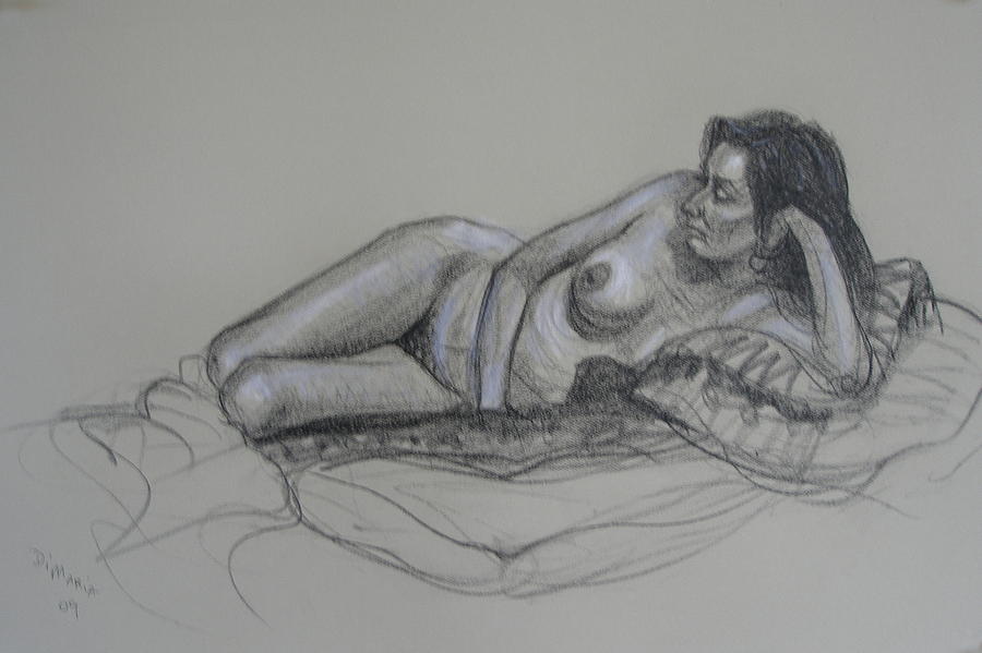 Reclining Nude 5 Drawing by Donelli  DiMaria