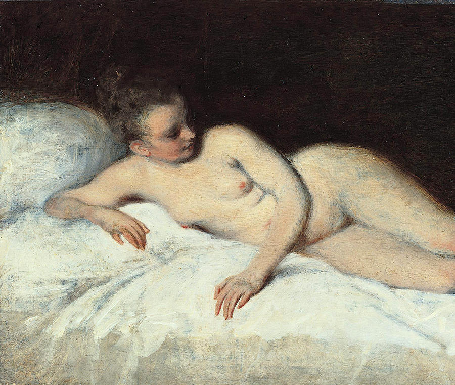 Reclining Nude Painting by Antoine Watteau