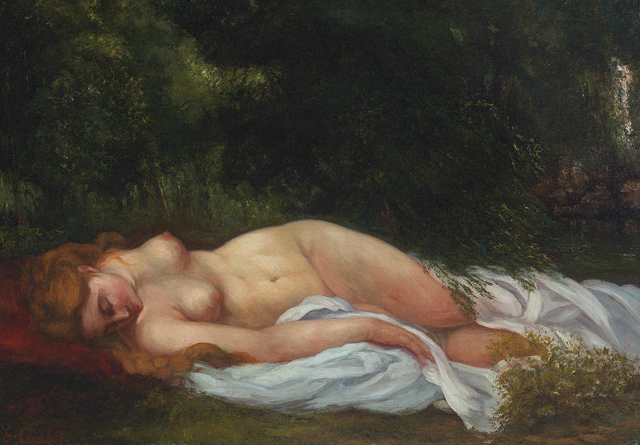 Reclining Nude Painting by Gustave Courbet