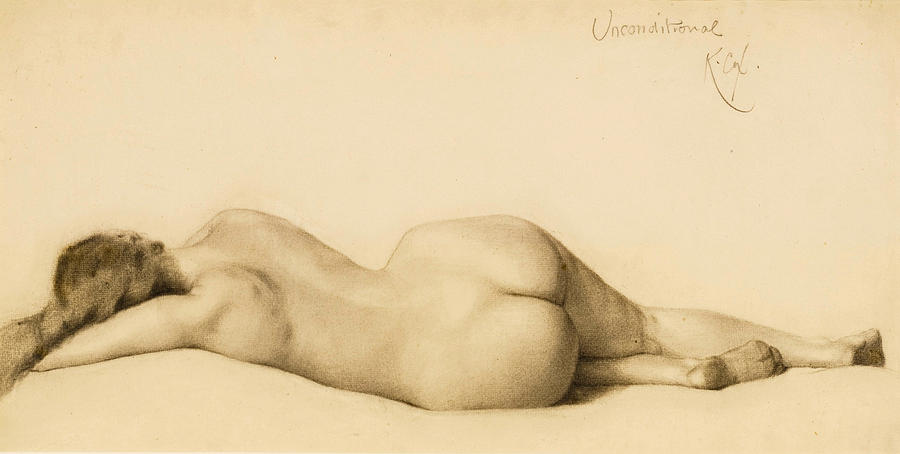 Reclining Nude Drawing by Kenyon Cox