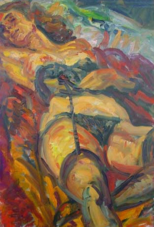 Nude Painting - Reclining Nude Laura by Robert Herlitz
