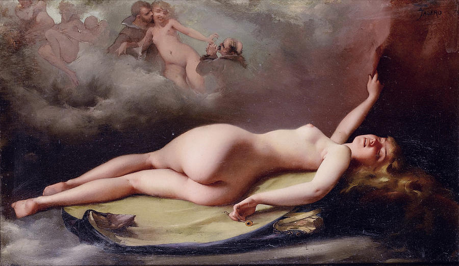 Reclining nude Painting by Luis Ricardo Falero