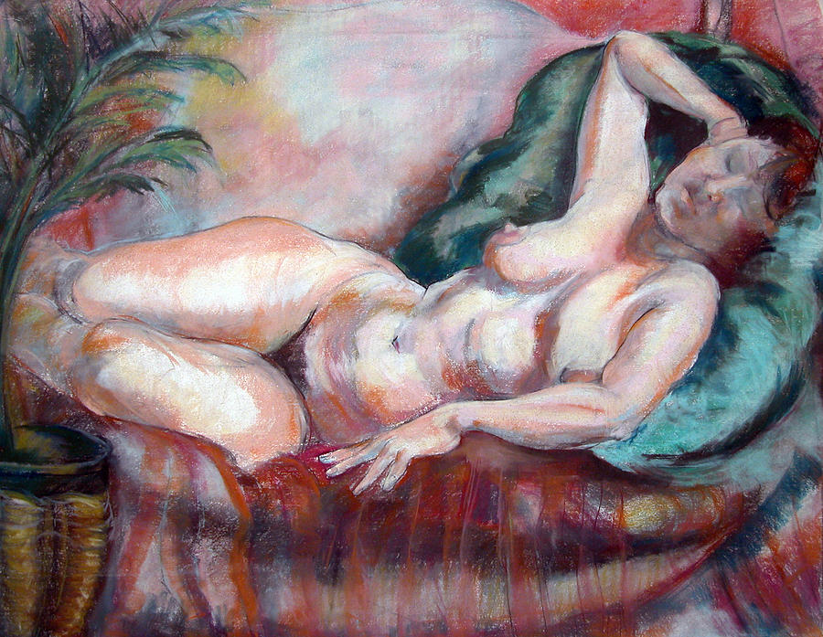 Reclining Nude Painting by Synnove Pettersen